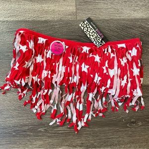 Fringe Padded Bandeau Top Red with White Stars